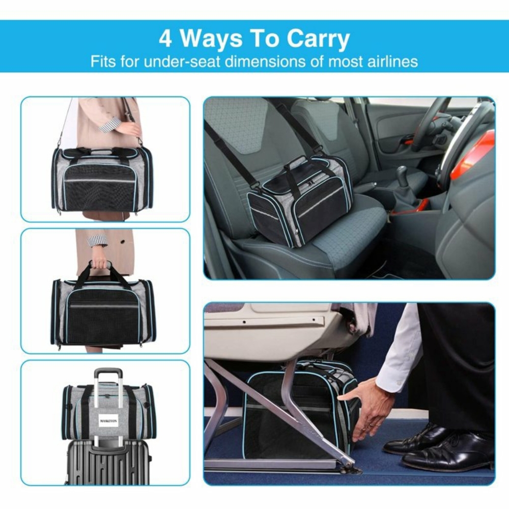 Tomshoo Large Carrier 19.5"L *12"W 12"H（50*31*31CM）,fits pet up to 20Lbs. - Picture 3 of 5